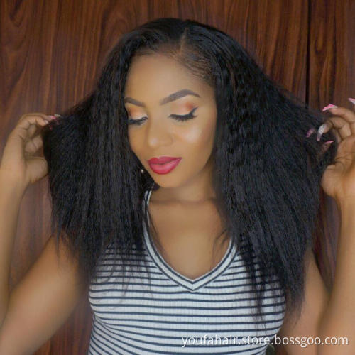 Italian Yaki Straight Virgin Lace Front Wig Human Hair Top Quality 8A 9A 10A Cuticle Aligned Peruvian Human Hair Front Lace Wig